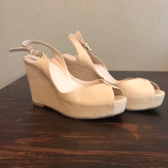 BCBGeneration Shoes - BCBGeneration Nude Suede Wedge